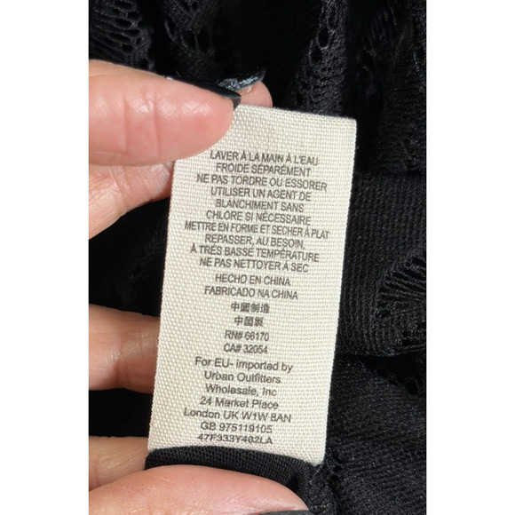 Free People Lace Lovers Folk Song Mini Dress 12 Black Whimsigoth Dark Coquette - Picture 12 of 12